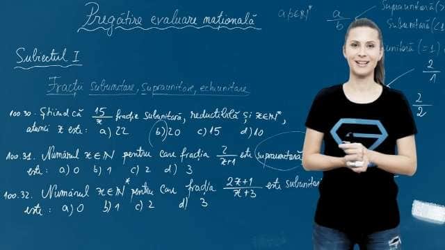 Ex. 4 - Fracții subunitare, supraunitare, echiunitare - EN cl. VIII-a