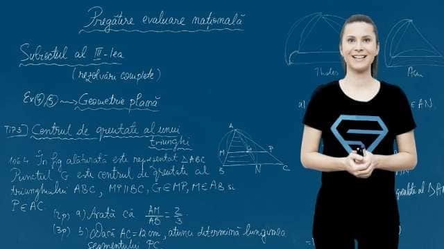 Geometrie plană. Centrul de greutate al unui triunghi - EN cl. VIII-a