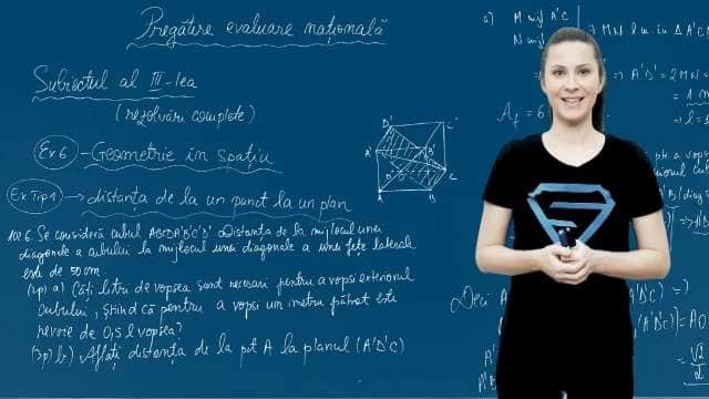 Geometrie în spațiu. Distanța de la un punct la un plan - P4 - EN cl. VIII-a