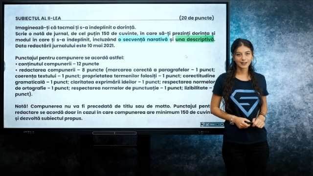 Redactare notă jurnal. Utilizare secvențe narative și descriptive - EN cl. VIII-a