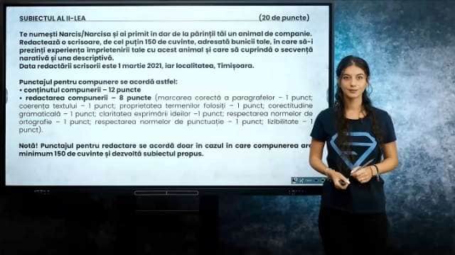 Redactarea unei scrisori - Utilizarea secvențelor narative și descriptive - EN cl. VIII-a