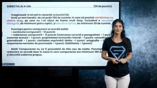 Redactarea unei compuneri care include o secvență dialogată și una descriptivă - EN cl. VIII-a