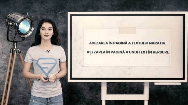 Așezarea în pagină a textului narativ. Așezarea în pagină a unui text în versuri