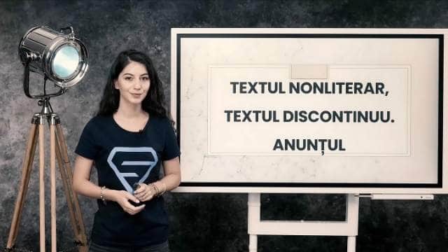 Textul nonliterar, textul discontinuu. Anunțul