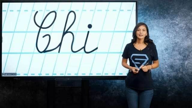Scriem de mână grupul de litere Chi