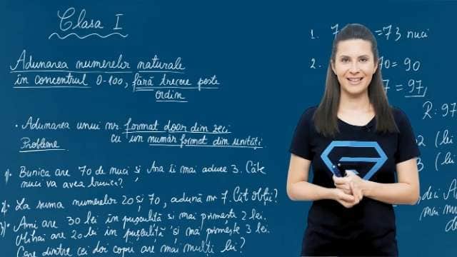 Adunarea unui număr natural format din zeci și unități cu un număr format din unități