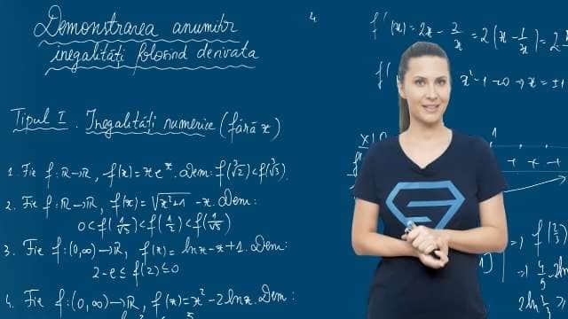 Demonstrarea anumitor inegalități folosind derivata. Tipul I: inegalități numerice