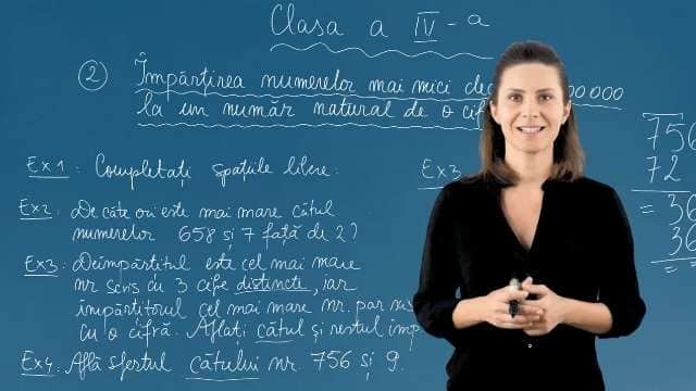 Împărțirea numerelor mai mici de 1000000 la un număr natural de o cifră - Partea 3