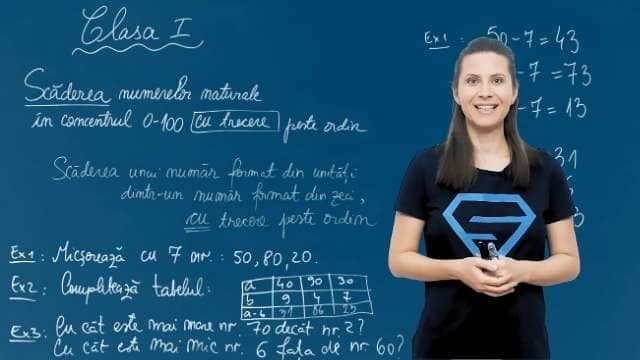 Scăderea unui număr format din unități dintr-un număr format din zeci, cu trecere peste ordin