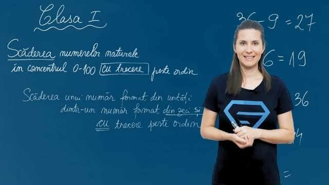 Scăderea unui număr format din unități dintr-un număr format din zeci, cu trecere peste ordin