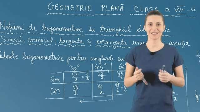 Valorile trigonometrice pentru unghiurile de 30, 45 si 60 de grade