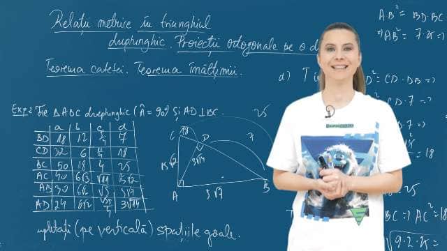 Proiecţii ortogonale pe o dreaptă; Teorema înălţimii; Teorema catetei - P1