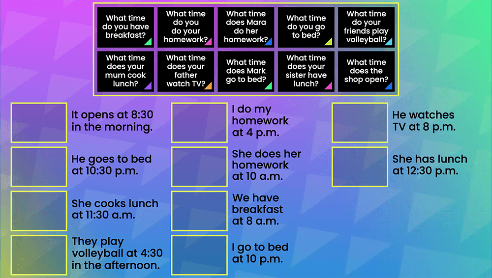 GAME - Present simple - what time