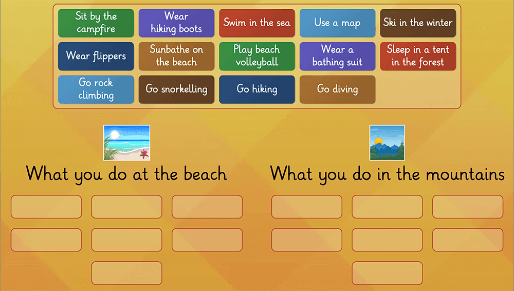 GAME - Holiday activities and vocabulary