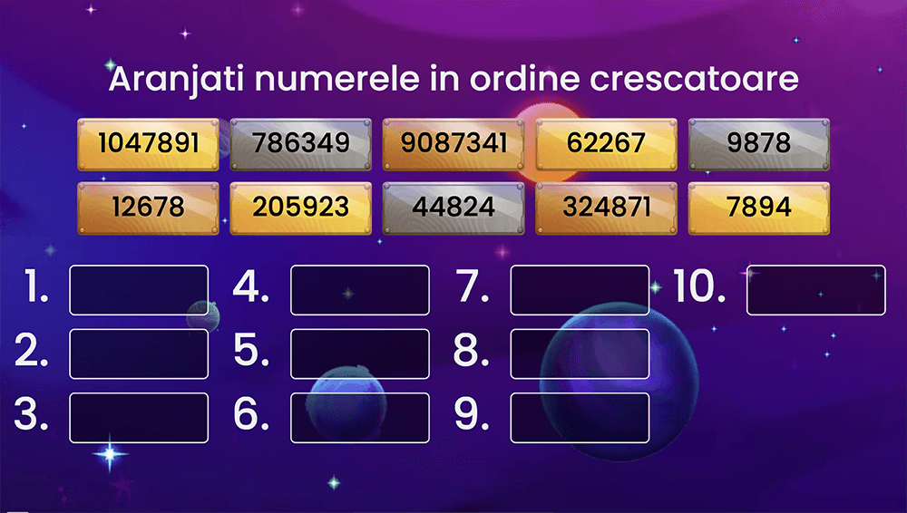 JOC - Compararea și ordonarea numerelor naturale de la 0 la 1 000 000