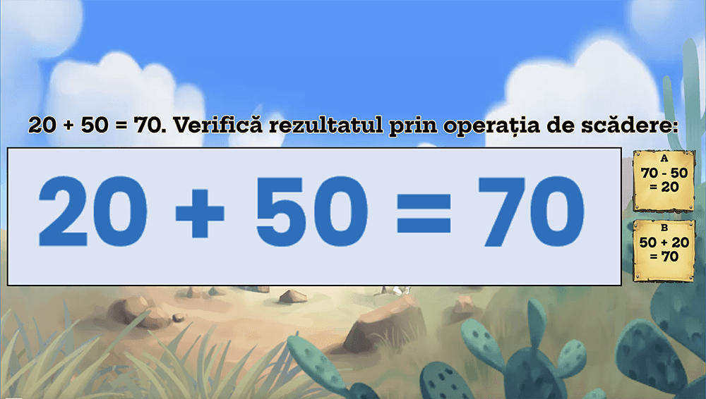 JOC - Scăderea numerelor naturale formate numai din zeci. Proba adunării și a scăderii