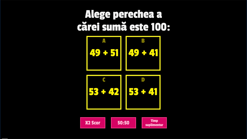 JOC - Adunarea numerelor naturale a căror sumă este 100