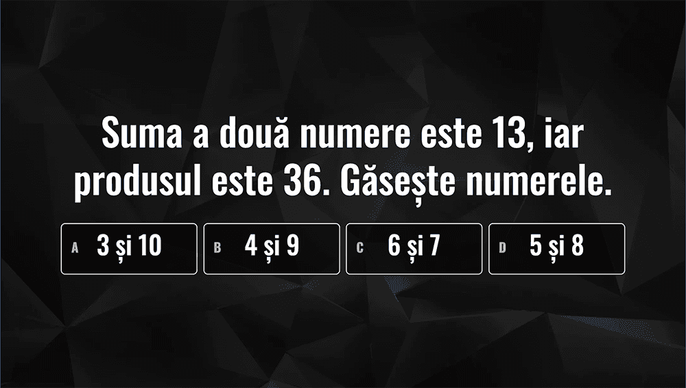 JOC - Probleme care se rezolvă cu ajutorul ecuațiilor de gradul 2